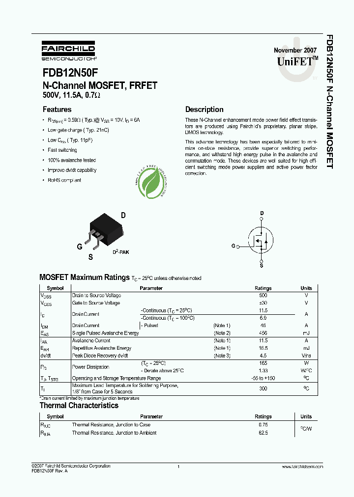 FDB12N50F_4804771.PDF Datasheet