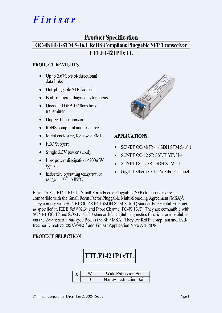 FTLF1421P1BTL_4617498.PDF Datasheet