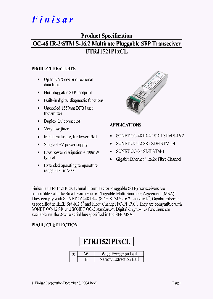 FTRJ1521P1BCL_4430308.PDF Datasheet