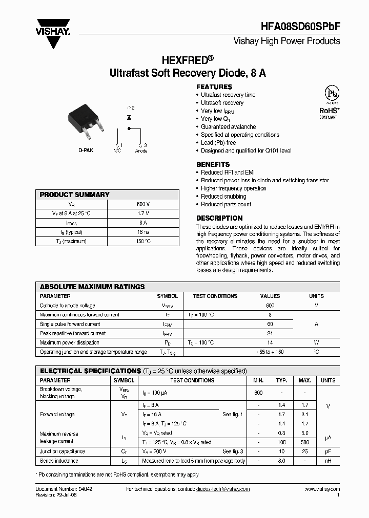 HFA08SD60S_4376986.PDF Datasheet