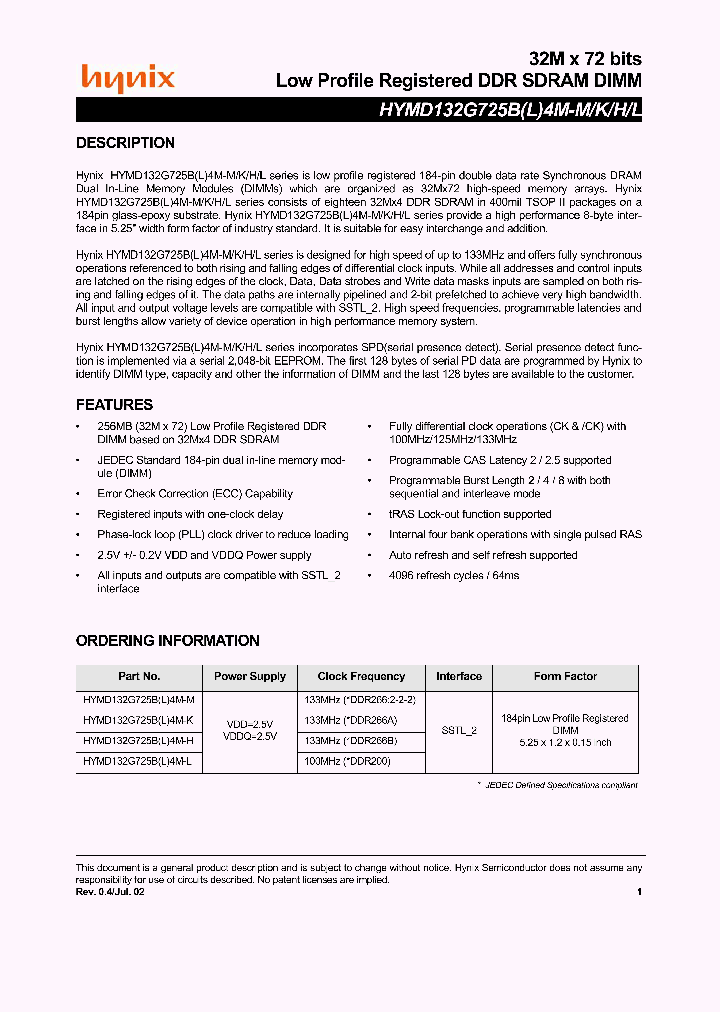 HYMD132G725B4M-H_4526785.PDF Datasheet