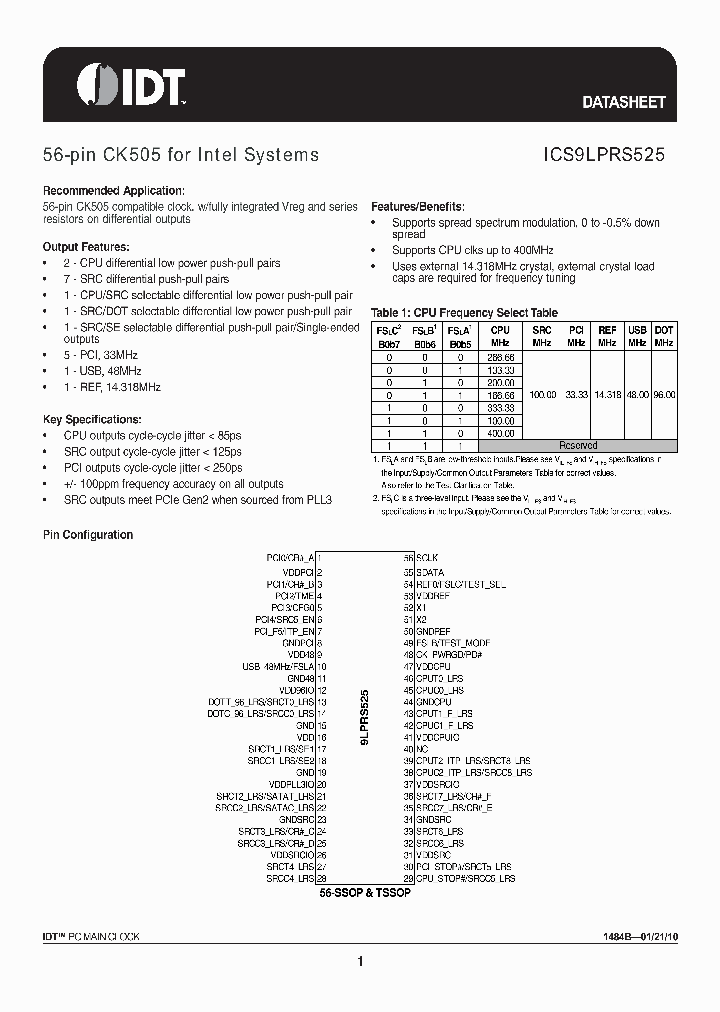 ICS9LPRS52510_4542700.PDF Datasheet