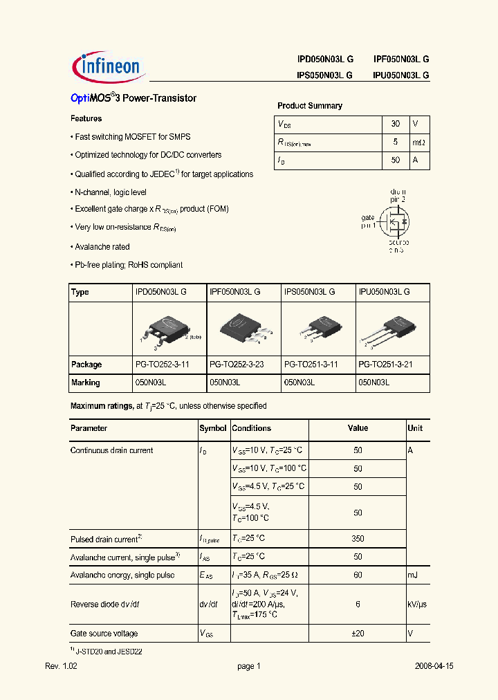 IPD050N03L_4910050.PDF Datasheet