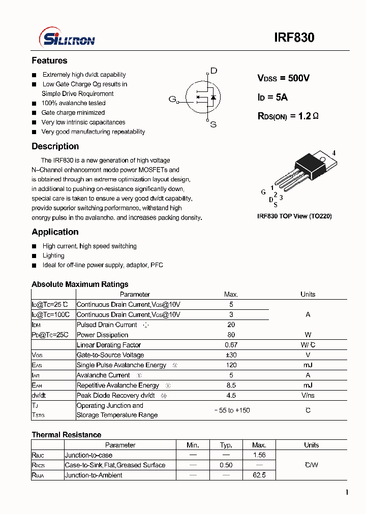 IRF830_4627814.PDF Datasheet