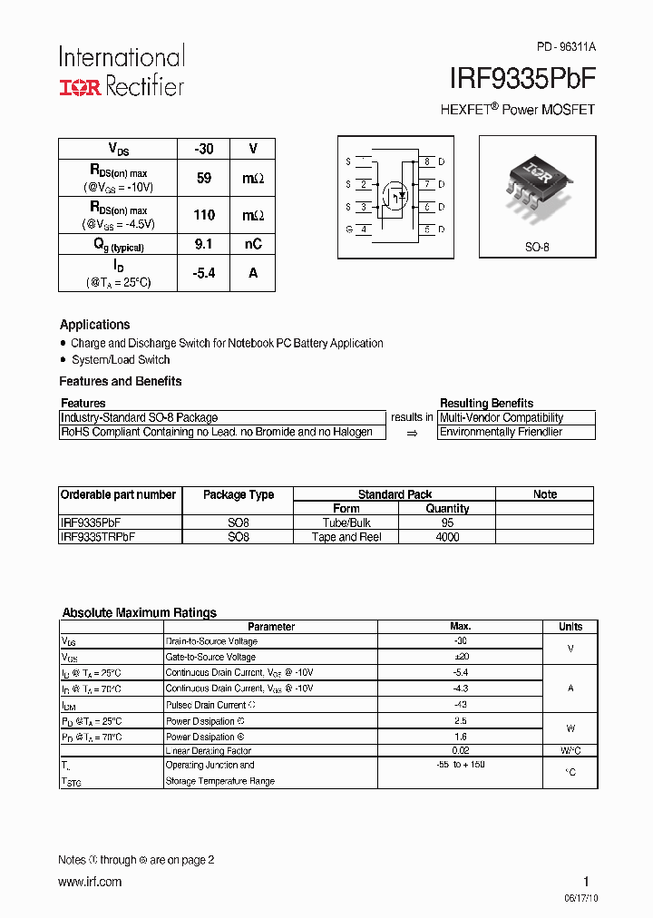 IRF9335PBF_4896394.PDF Datasheet