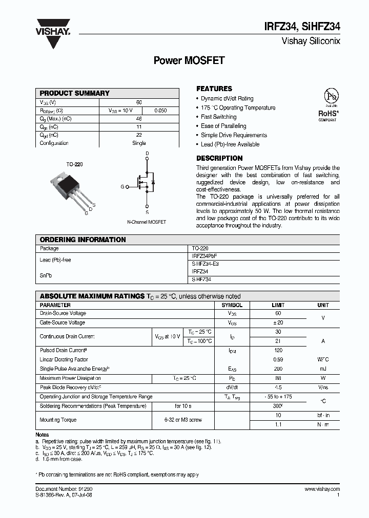 IRFZ34_4261548.PDF Datasheet