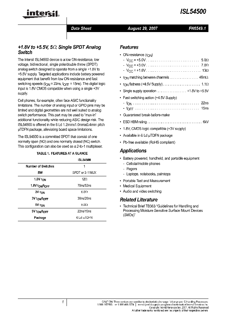 ISL54500_4207487.PDF Datasheet