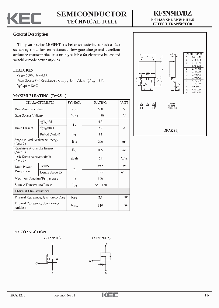 KF5N50D_4661165.PDF Datasheet