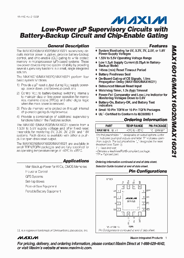 MAX16020TET_4828619.PDF Datasheet