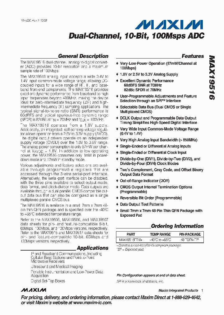 MAX19516ETM_4361394.PDF Datasheet