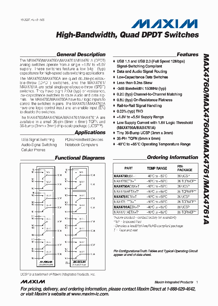 MAX4760ETXT_4701410.PDF Datasheet