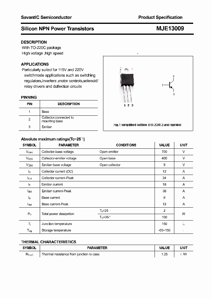 MJE13009_4384341.PDF Datasheet