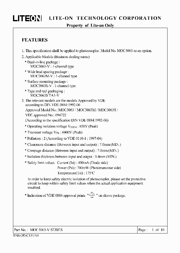 MOC3063-V_4604405.PDF Datasheet