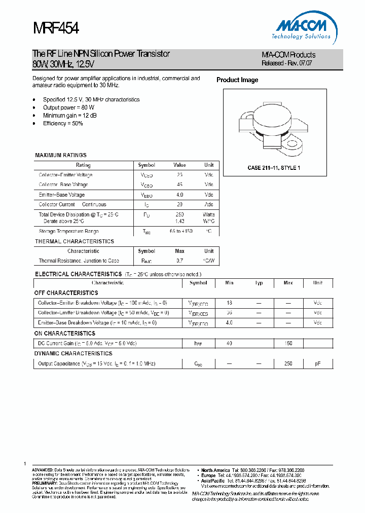 MRF454_4570898.PDF Datasheet
