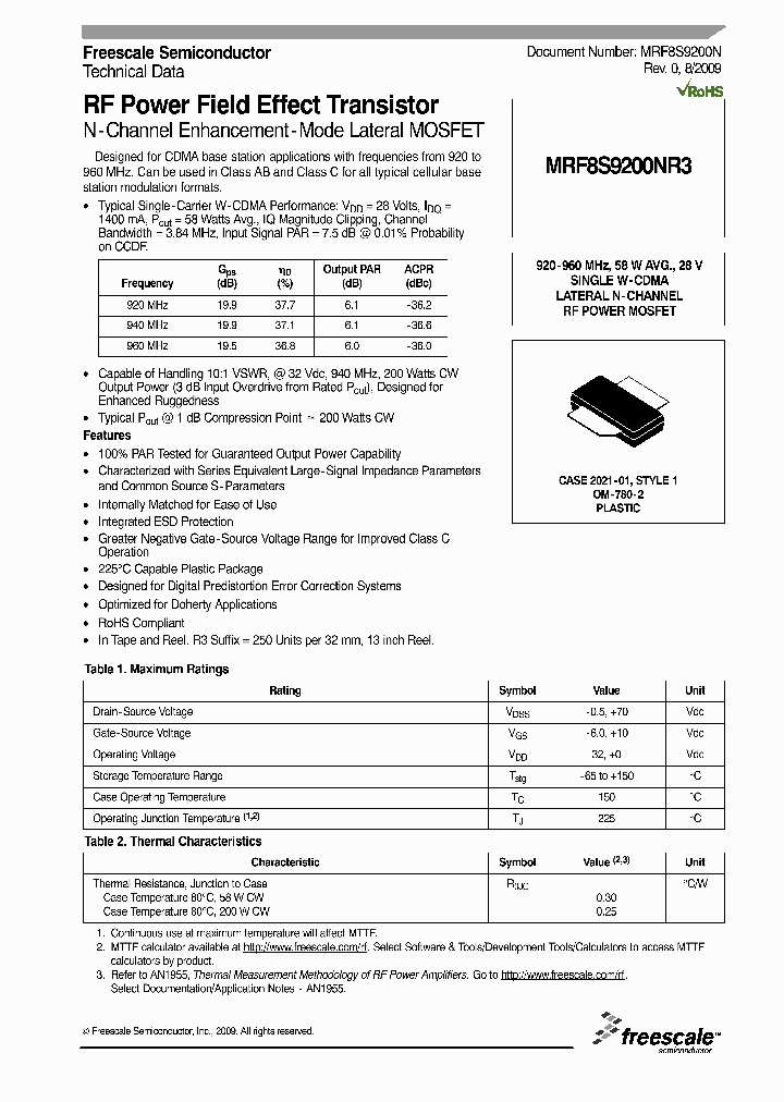 MRF8S9200NR3_4548524.PDF Datasheet