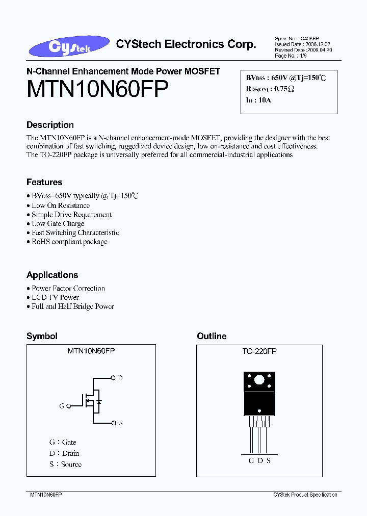 MTN10N60FP_4648219.PDF Datasheet