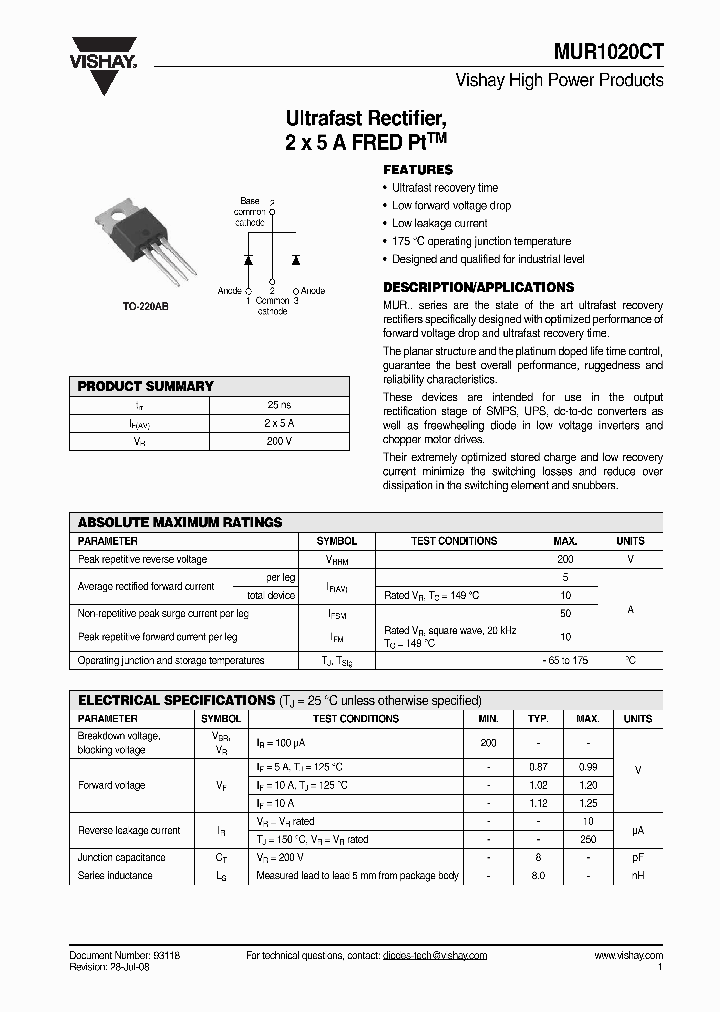 MUR1020CT_4262664.PDF Datasheet