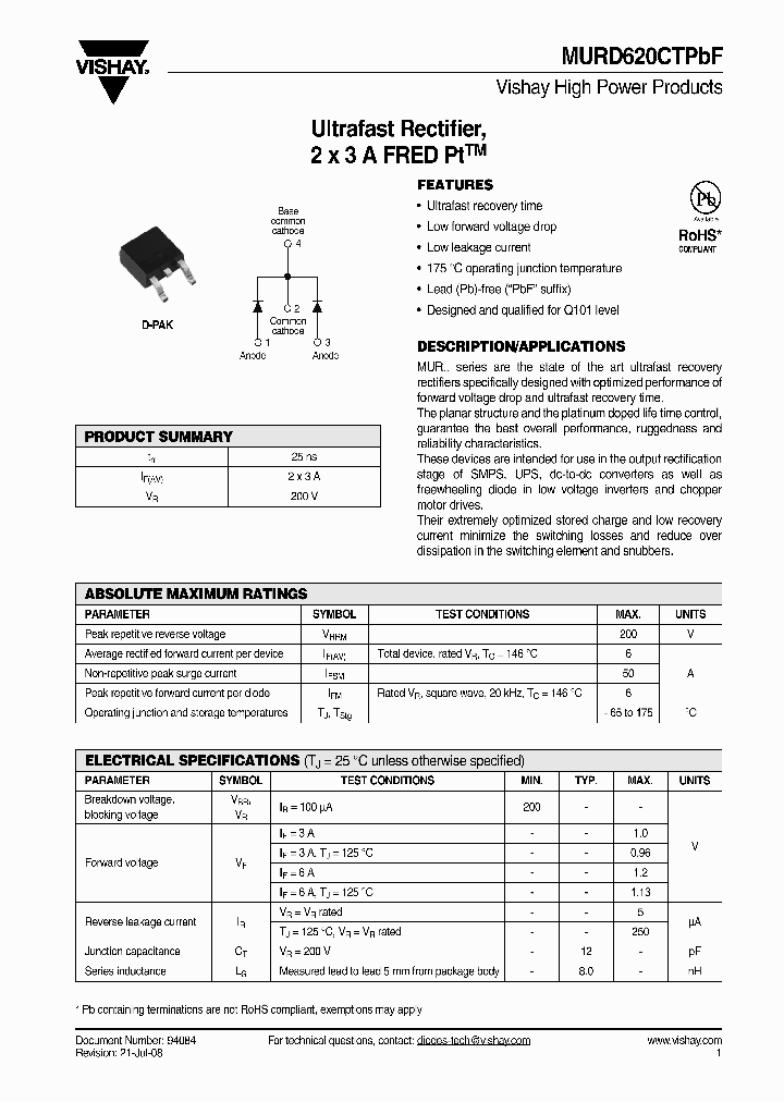 MURD620CTPBF_4259069.PDF Datasheet