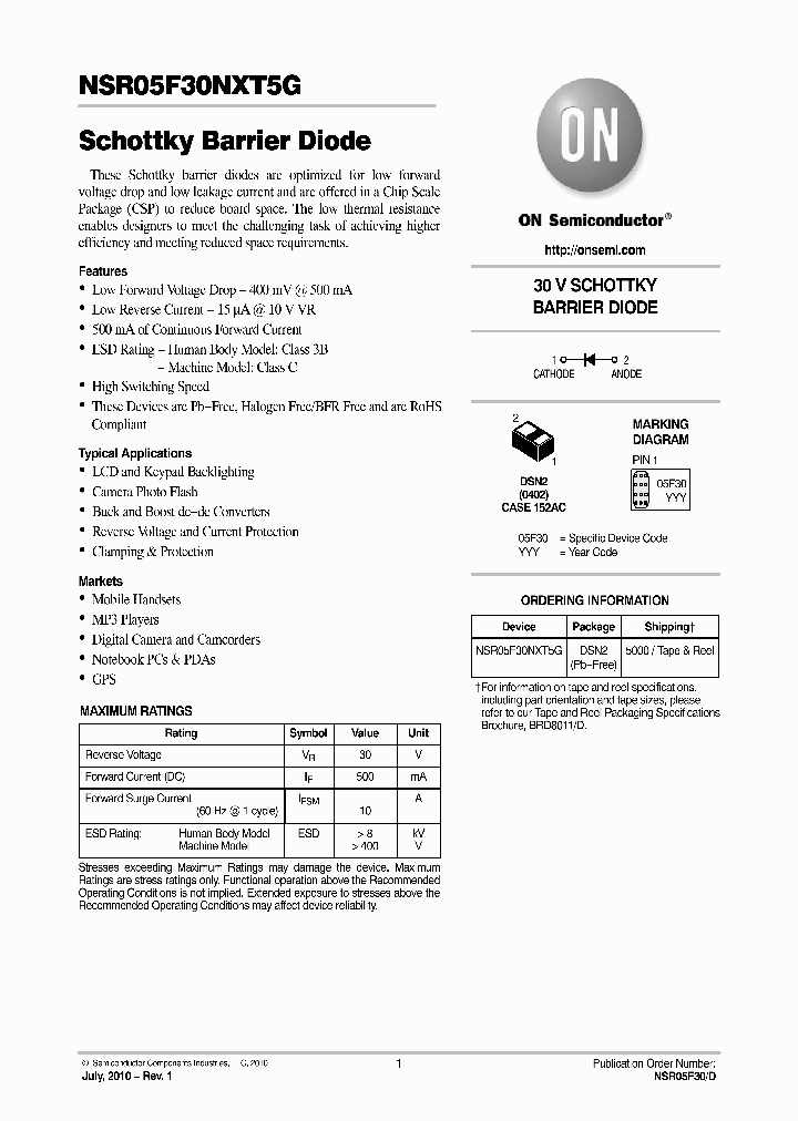 NSR05F30NXT5G_4705462.PDF Datasheet