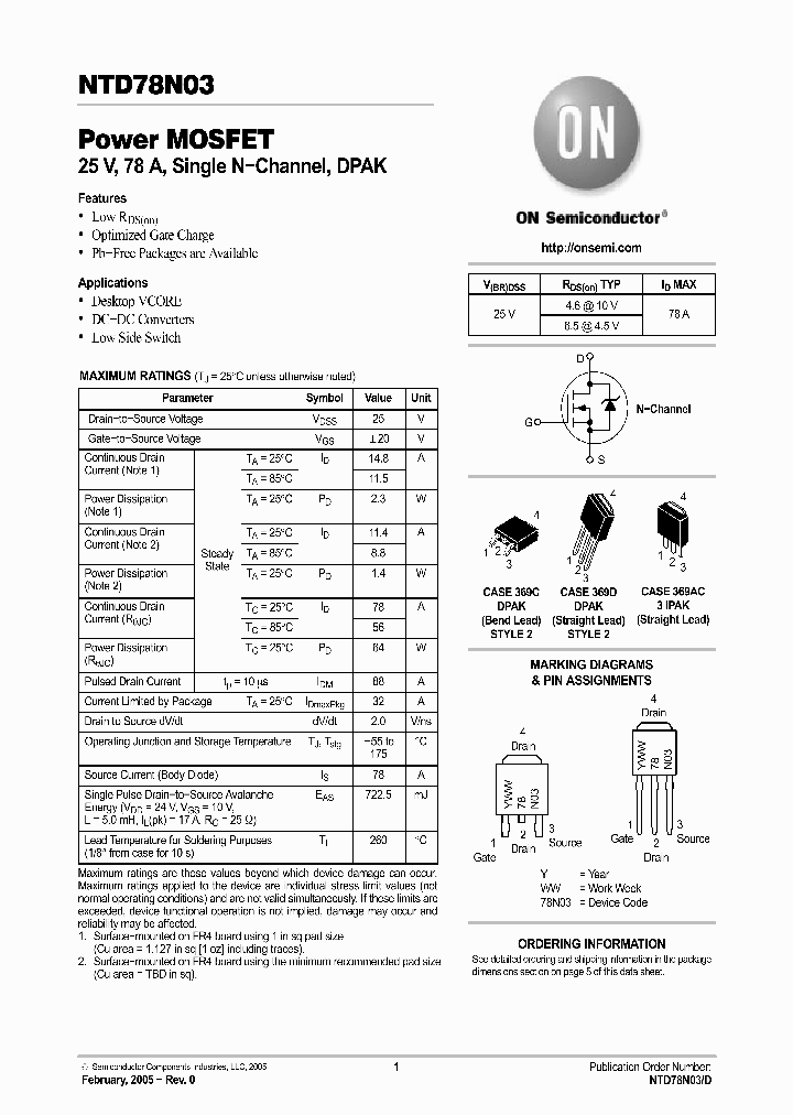 NTD78N03_4207954.PDF Datasheet