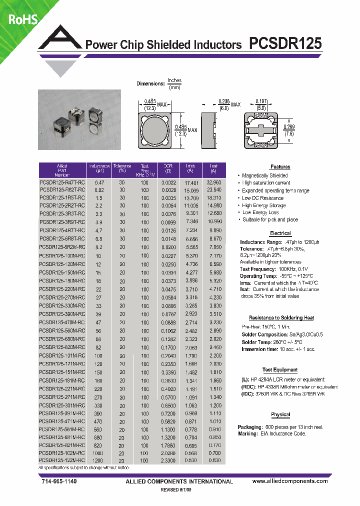 PCSDR125-150M-RC_4591437.PDF Datasheet