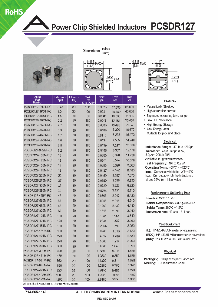 PCSDR127-100M-RC_4506658.PDF Datasheet