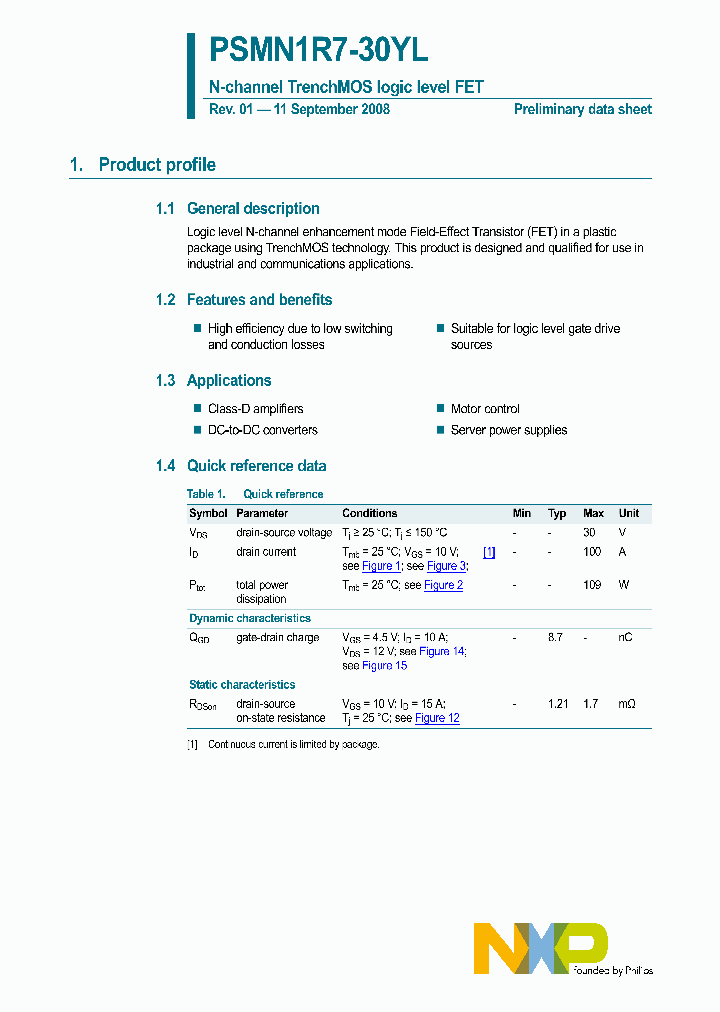 PSMN1R7-30YL_4681698.PDF Datasheet