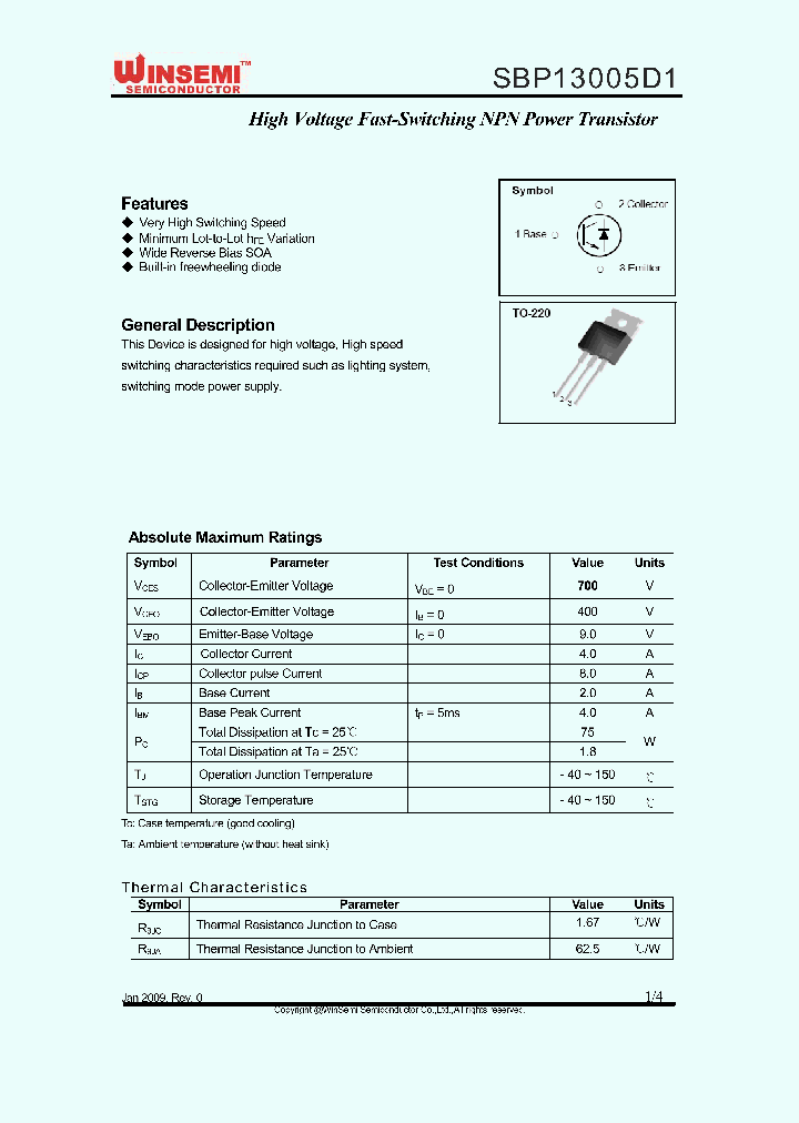 SBP13005D1_4893302.PDF Datasheet