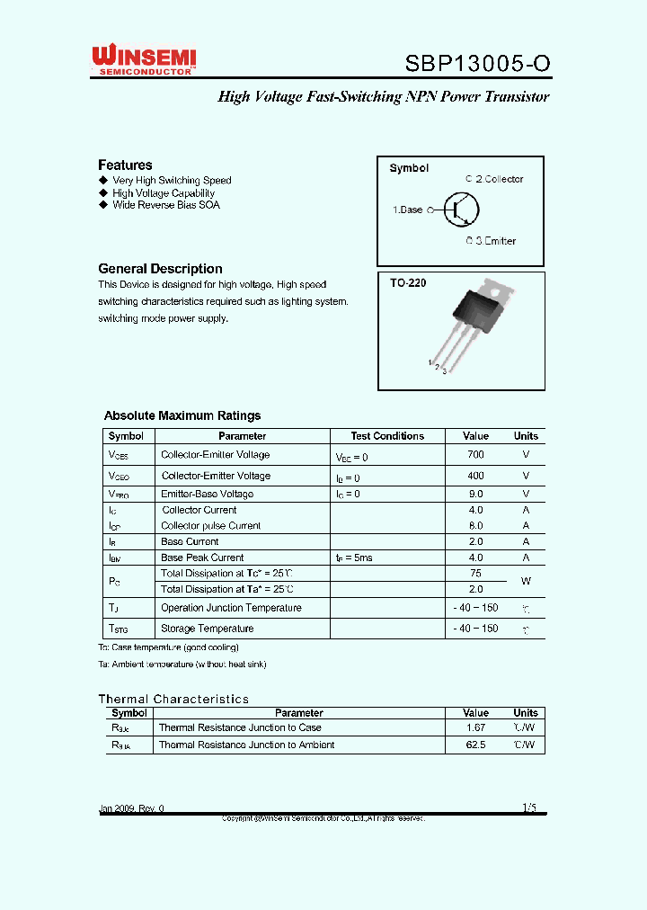 SBP13005-O_4893300.PDF Datasheet