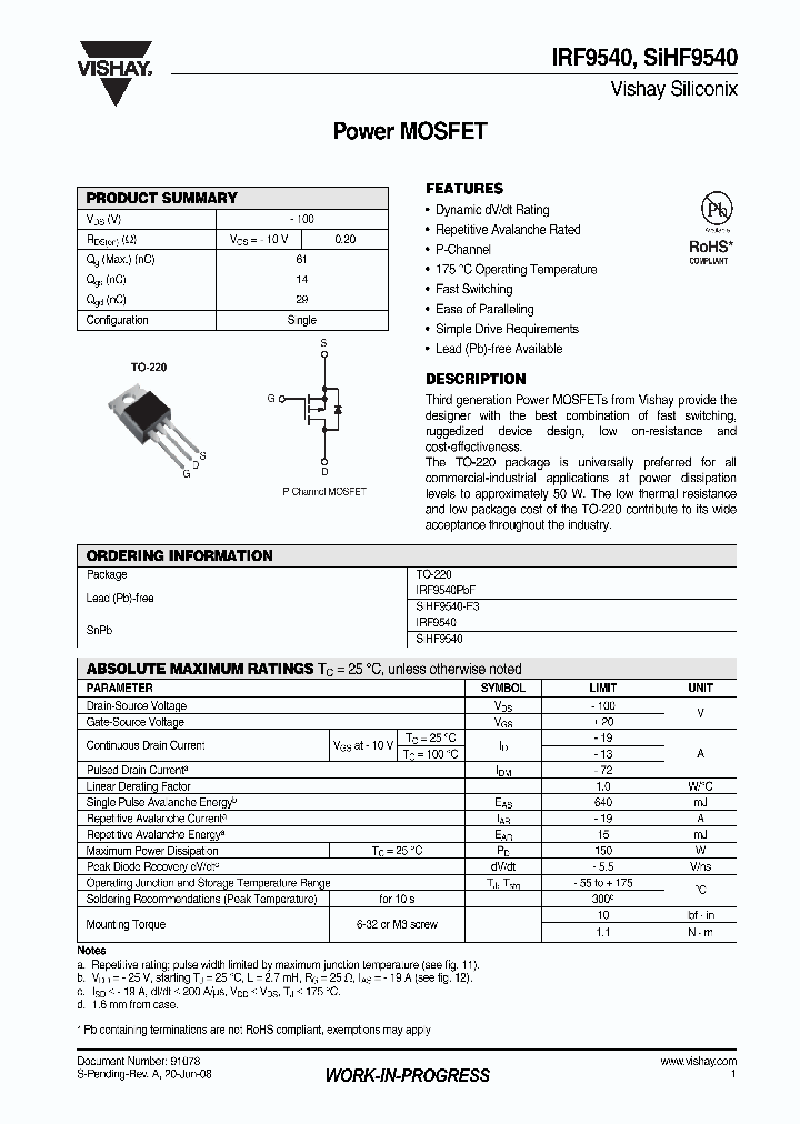 SIHF9540_4255249.PDF Datasheet