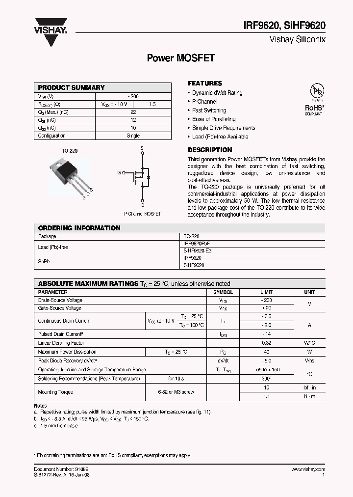 SIHF9620_4255253.PDF Datasheet