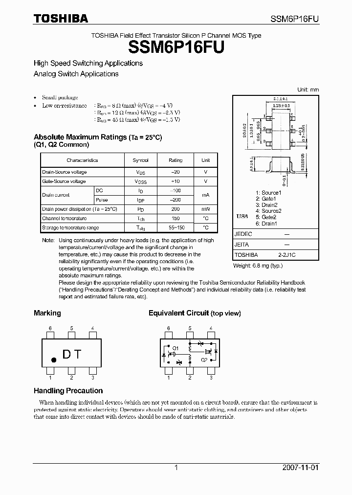 SSM6P16FU_4746868.PDF Datasheet