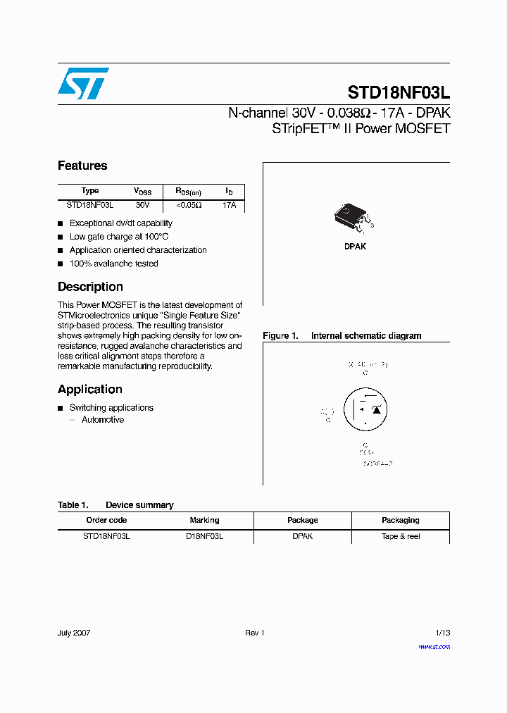 STD18NF03L_4271473.PDF Datasheet