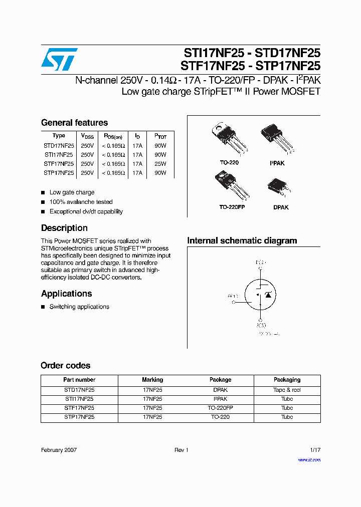 STI17NF25_4172544.PDF Datasheet