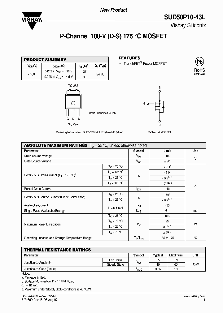 SUD50P10-43L_4673401.PDF Datasheet