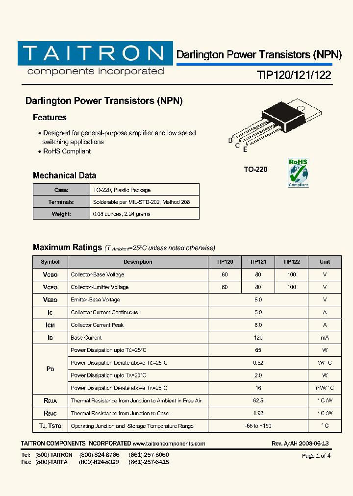 TIP122_4229584.PDF Datasheet