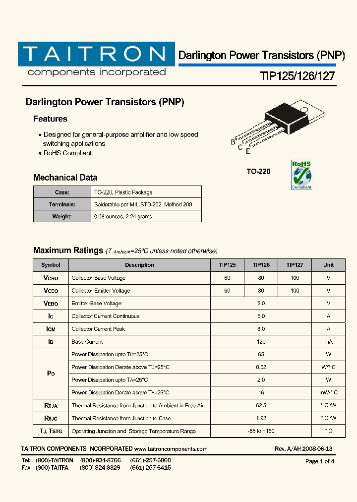 TIP126_4347352.PDF Datasheet