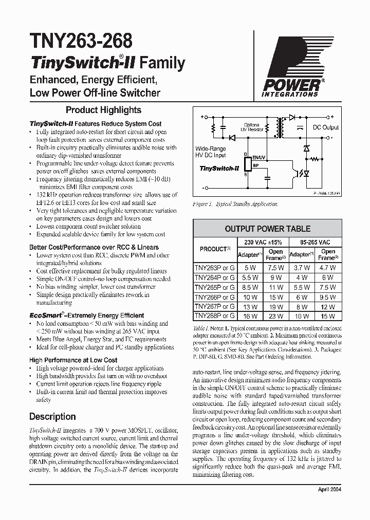 TNY268GTL_4730143.PDF Datasheet