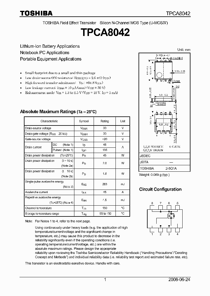 TPCA8042_4597334.PDF Datasheet