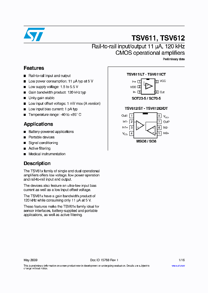 TSV611_4569484.PDF Datasheet