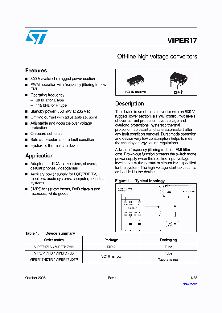 VIPER17HD_4702817.PDF Datasheet