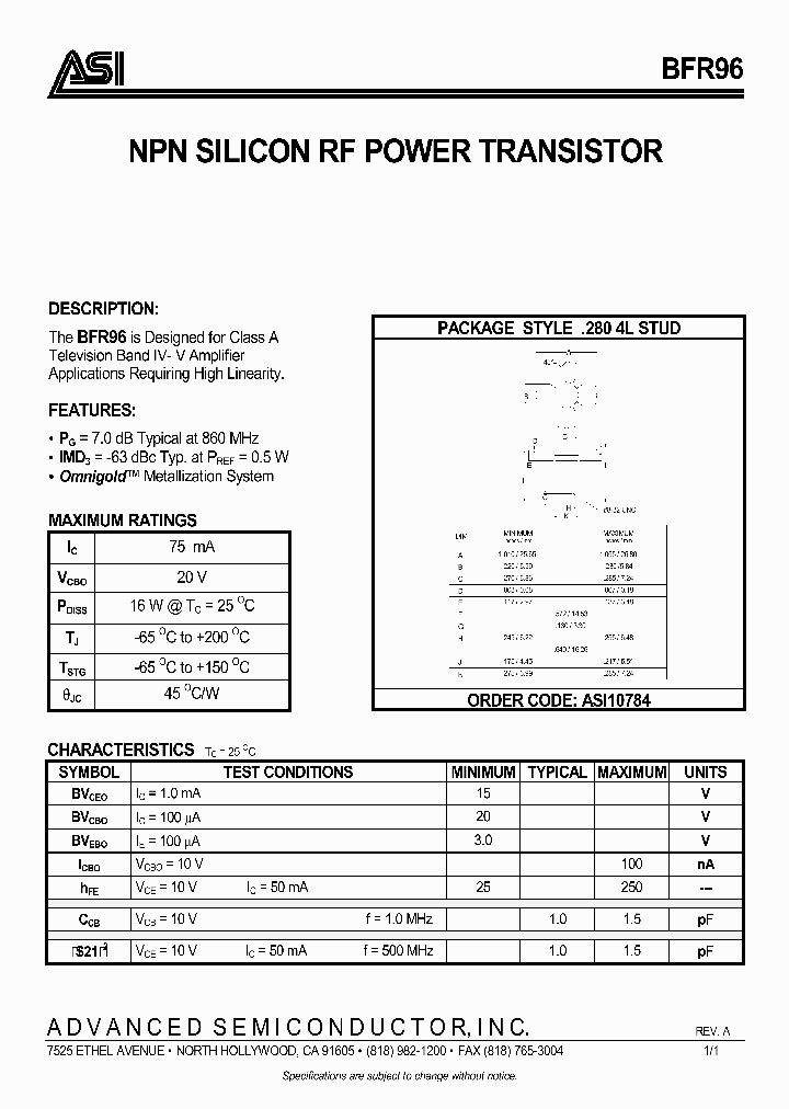 BFR96_976149.PDF Datasheet