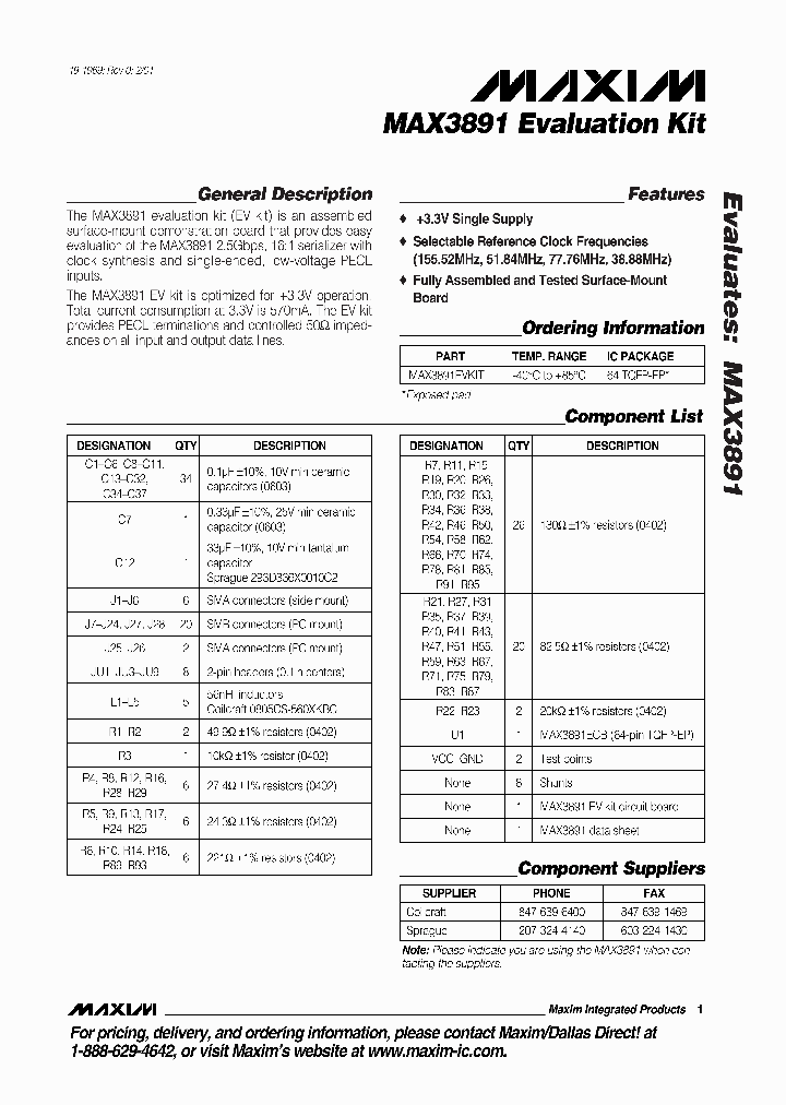 MAX3891EVKIT_990378.PDF Datasheet