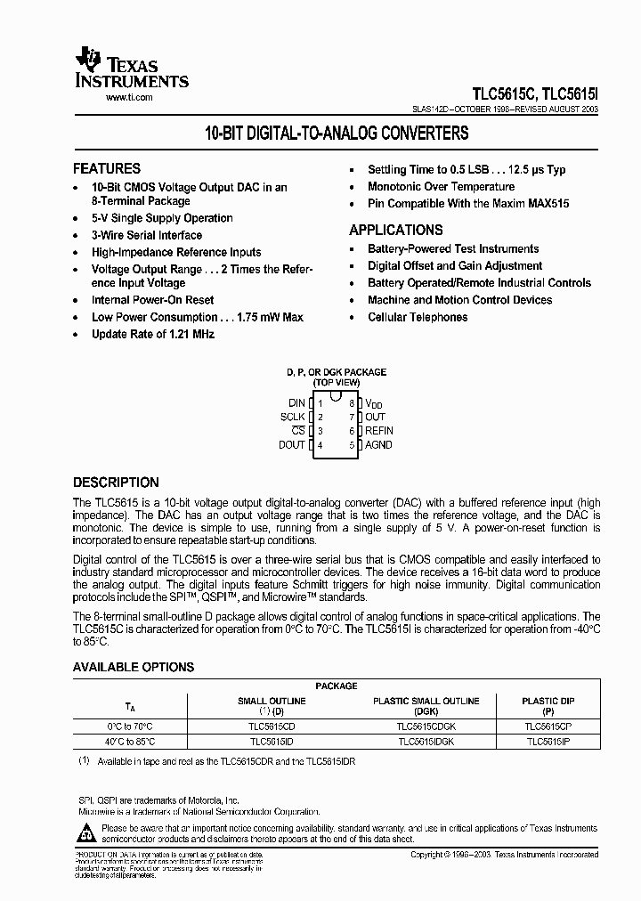 TLC5615_1005564.PDF Datasheet