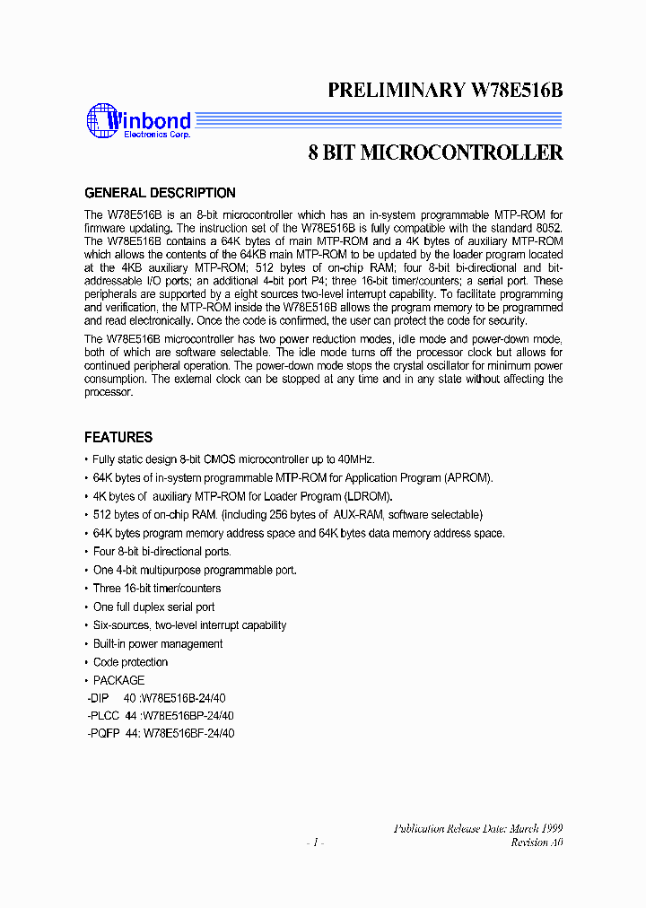 W78E516_1007441.PDF Datasheet