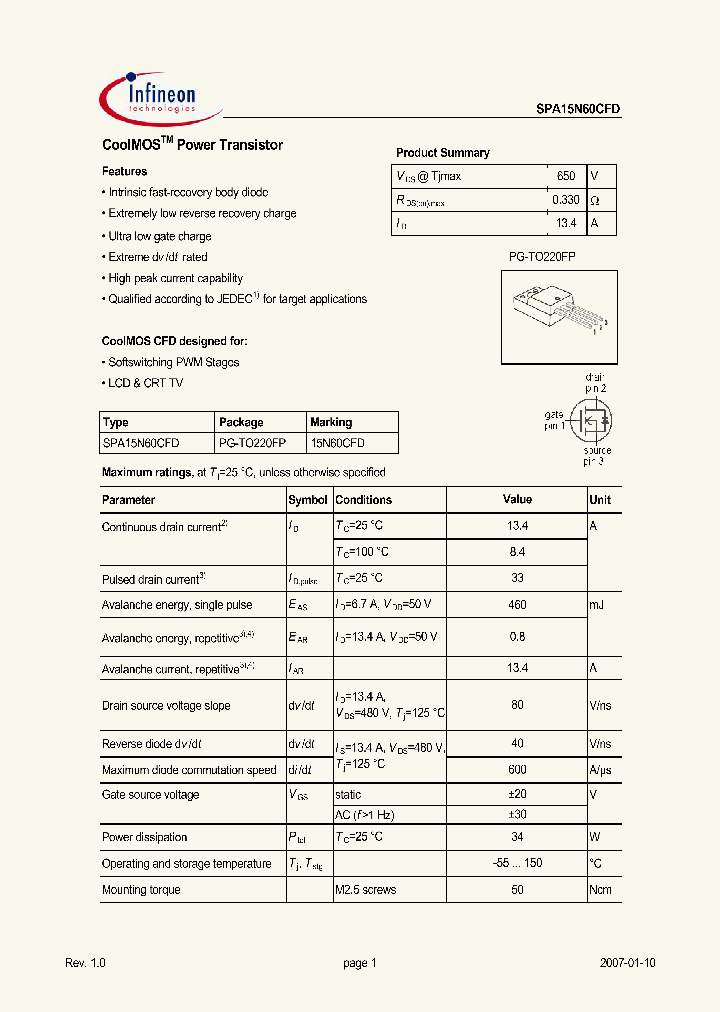 SPA15N60CFD_4942150.PDF Datasheet