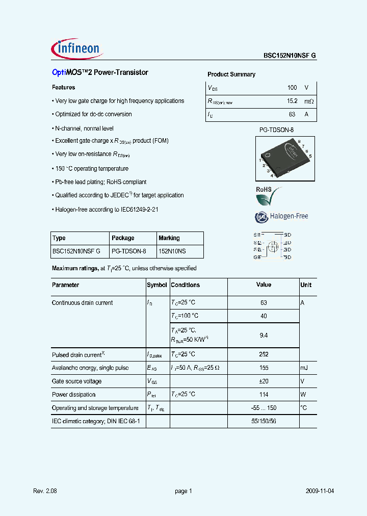 BSC152N10NSFG_4948305.PDF Datasheet