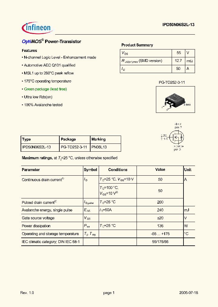 IPD50N06S2L-13_4968126.PDF Datasheet