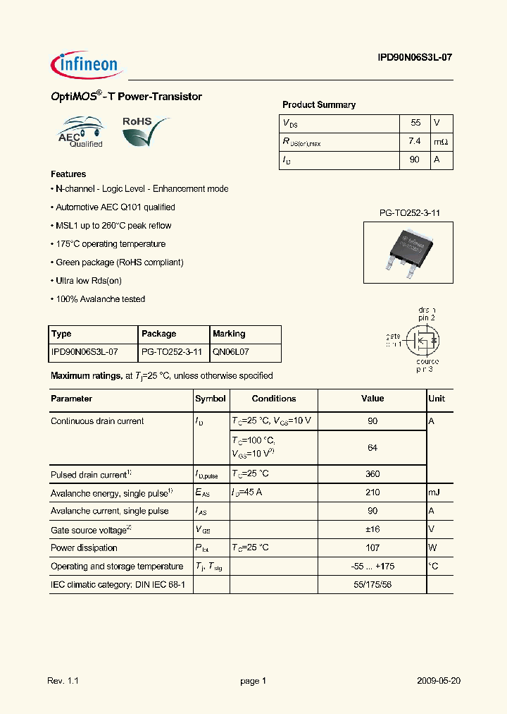 IPD90N06S3L-07_4996788.PDF Datasheet