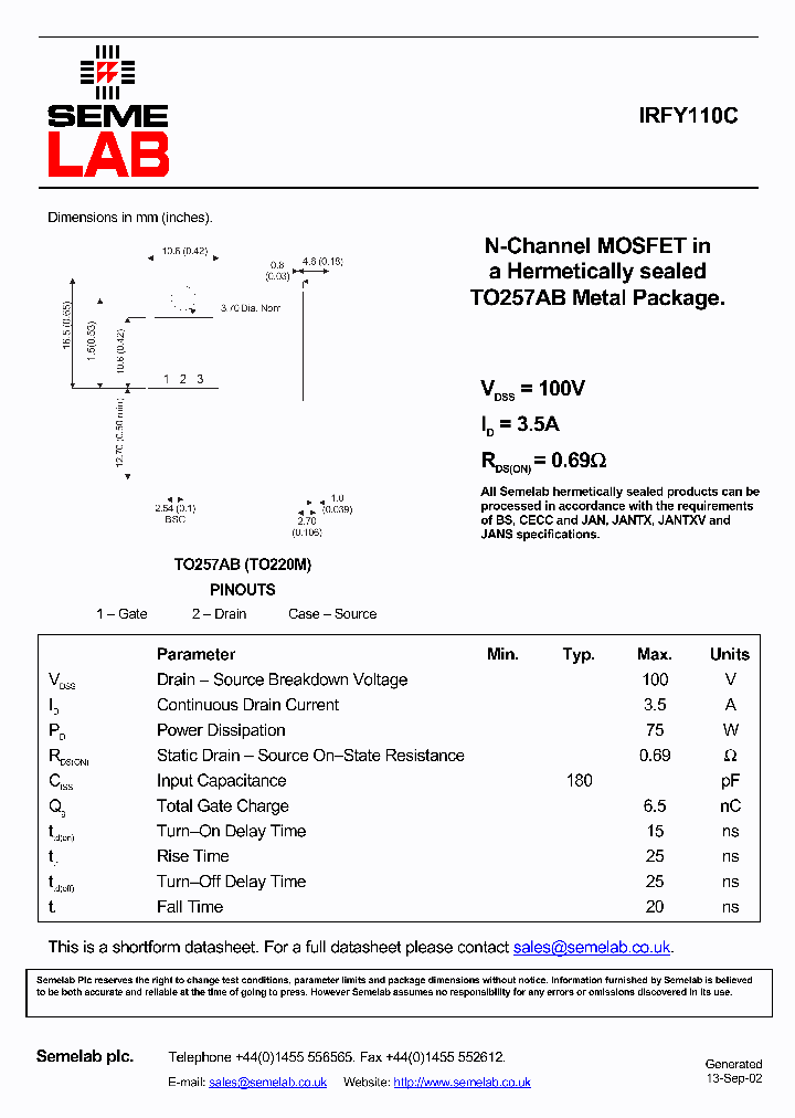 IRFY110C_4998244.PDF Datasheet
